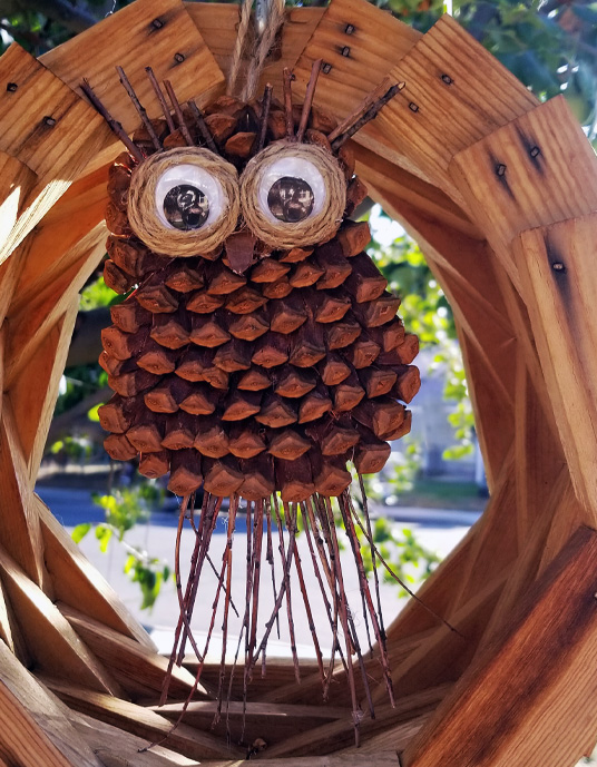 Pine Cone Owl Wall Hanging